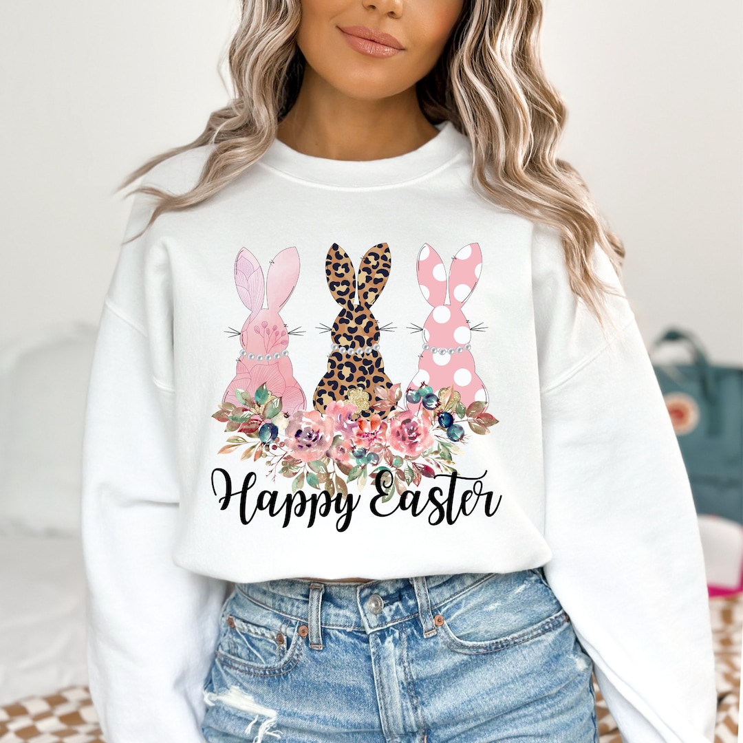 FCGHSII Bunny Easter Shirt For Women – Cute Rabbit Graphic Long Sleeve Tee, Holiday Tops