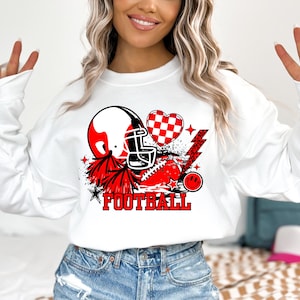 Preppy Football PNG ~ Game Day Football PNG ~ Red and Black ~ Retro ~ Trendy Football Sublimation for Shirts ~ DTF Transfer ~ Football Art