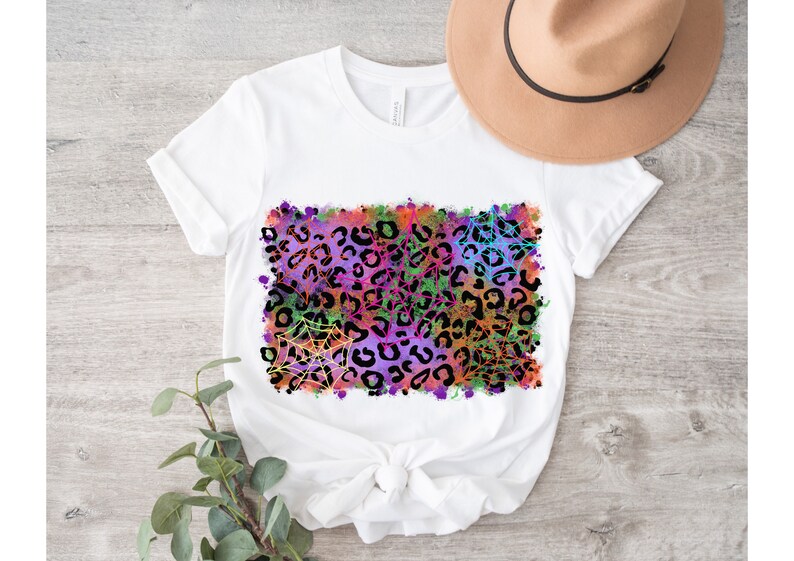 Neon Halloween Background PNG Glitter Leopard Spider Web PNG - Etsy