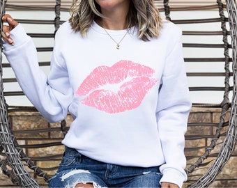 Lucious Lips PNG ~ Pink Lips PNG ~ Boujee ~ Sublimazione di San Valentino per magliette ~ Glitter Lips ~ DTF Lips ~ Arte stampabile ~ Kiss Me Lips