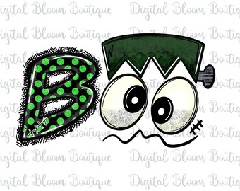 Frankenstein Boo PNG ~ Frankenstein Digital ~ Halloween Sublimation ~ Trick or Treat PNG ~ Scary Frankenstein Halloween PNG ~ Boo Clip Art