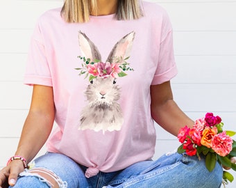 Bunny Rabbit PNG ~ Digital Download Easter Bunny ~ Sublimation for Shirts ~ Watercolor Bunny PNG ~ DTF ~ Flower Crown ~ Cute Bunny Clip Art