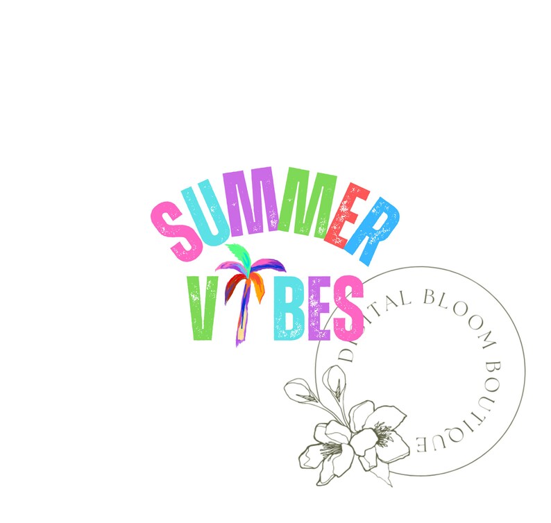 Summer Vibes PNG Colorful Palm Tree PNG Distressed Neon - Etsy