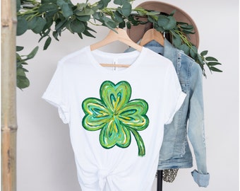 St. Patrick&#39;s Day Four Leaf Clover PNG ~ Lucky Shamrock ~ Lucky Shirt Sublimation ~ Watercolor ~ Luck of the Irish PNG ~ Clover Clip Art PNG