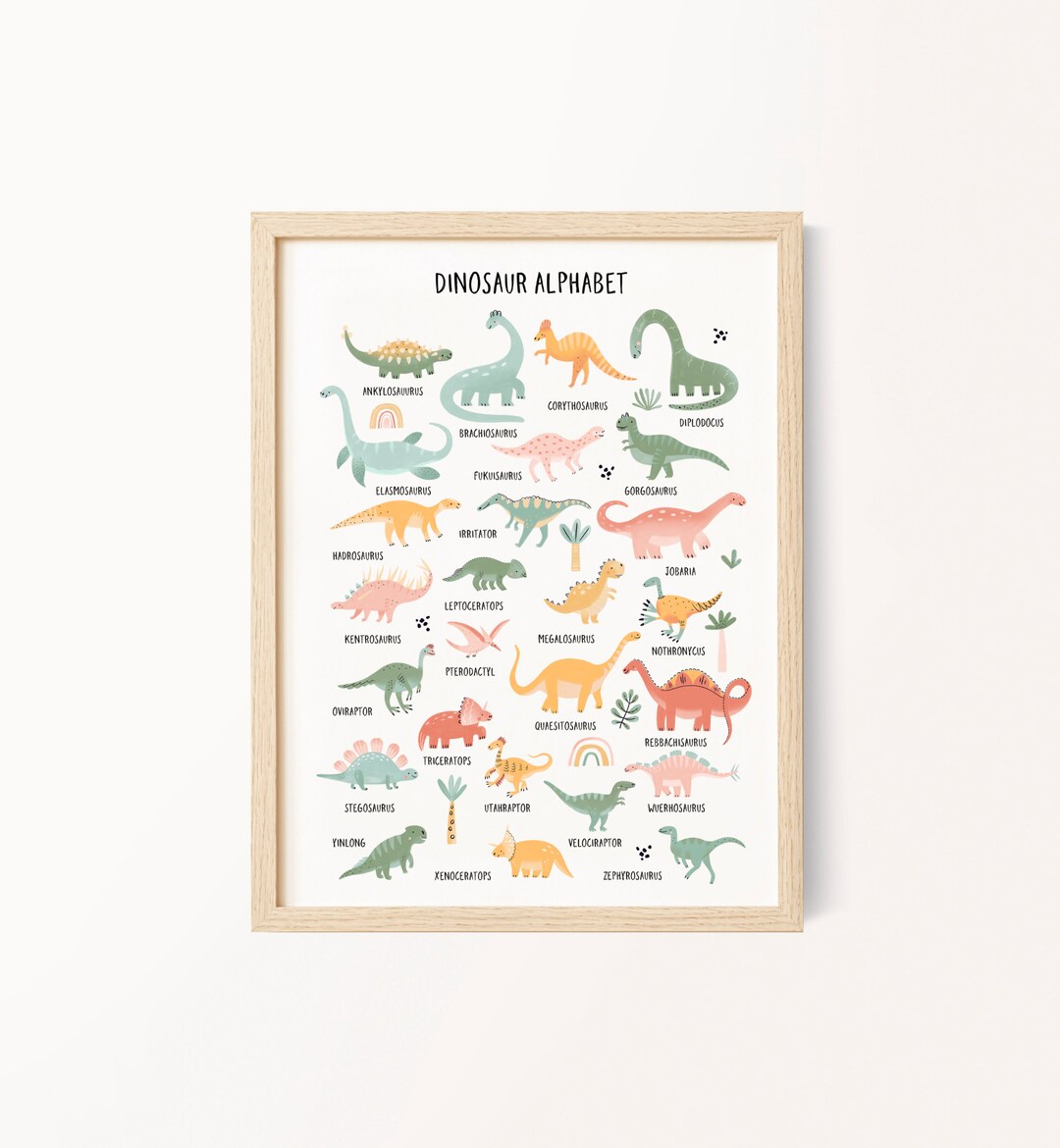 Dinosaur Alphabet Wall Art, Dino Digital Download Printable