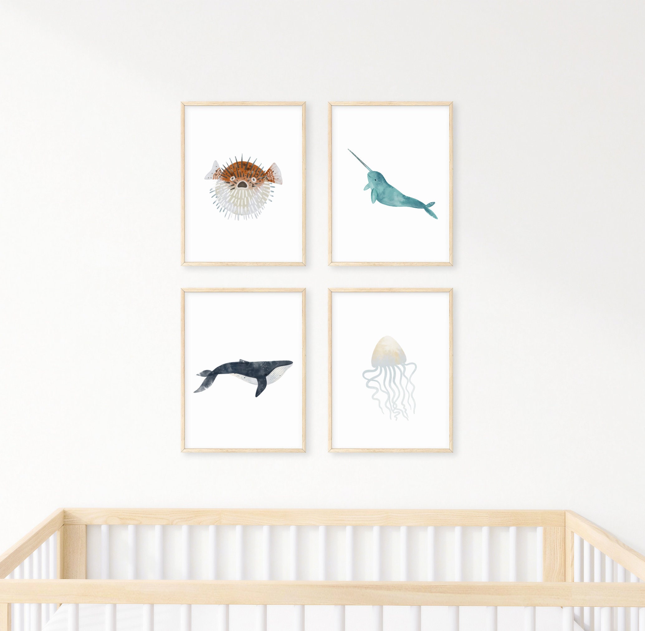 Ocean Print Wall Art Nautical Kids Room Watercolor Digital - Etsy