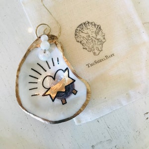 Oyster Shell Christmas Ornament White Gold Gift