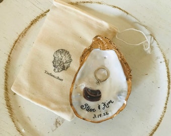 Oyster Shell Personalized Ring Dish