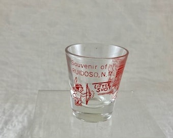 Vintage 1990's Ruidoso, NM Shot Glass with Native American Design.