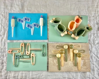 Vintage 1980s Baby Shower Cake Decorations: 20-Piece Plastic Set
