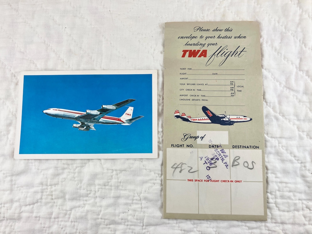 Vintage 1950's and 1960's Set of 3 - TWA Ticket and Ticket Folder Dated ...