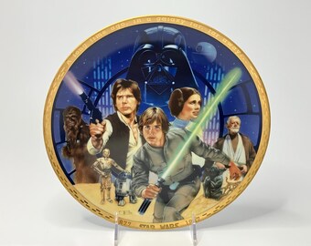 Star Wars Hamilton Collection 1988 10th Anniversary Commemorative Plate #08320 A and Original Brochure.
