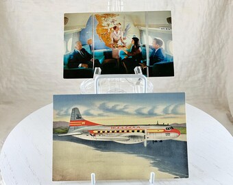 Western Airlines Vintage Set of 2 Postcards of Electra/Jet Lounge and Conair-Liner.