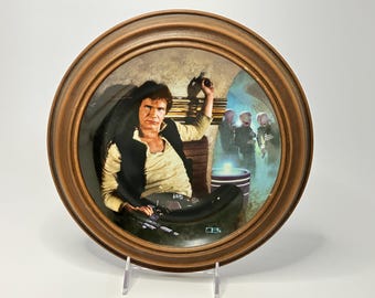 Han Solo Star Wars Hamilton Collection Collectors 1986 1st in Series Framed Plate.