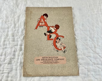 Vintage 1930's Metropolitan Life Insurance Company Children's Alphabet 7-1/2"x5-1/4" Coloring Book