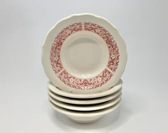 Five Vintage Syracuse China Vintage 1980s Strawberry Hill 6-1/4" Bowls.
