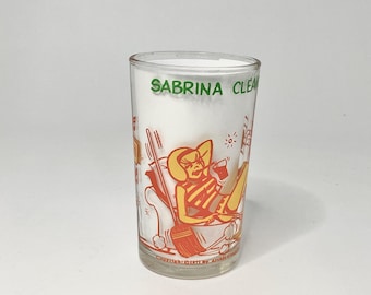 Vintage 1970s Archie Comics "Sabrina Cleans Her Room" Welch's Jelly Jar Juice Glass.