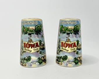 Iowa Souvenir Salt and Pepper Shaker Set Made in Japan by Thrifco .
