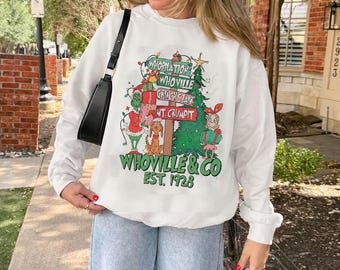 90s Christmas Movie Sweatshirt , Retro Holiday Crewneck , Vintage Santa Grinch Elf Pullover, Xmas Gift Idea