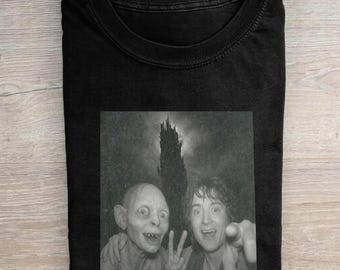 Camiseta divertida de Selfie Goblin, camiseta meme con colores cómodos, camiseta vintage de película, regalo para fanáticos del cine, camiseta para fanáticos de los anillos