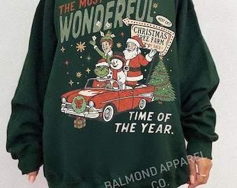 Vintage Xmas Sweatshirt, Holiday Christmas Crewneck, Santa Reindeer Elf Grinch Hoodie , 90s Movie Christmas Pullover, Retro Vacation Shirt