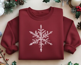 Snowflake Sweatshirt, Winter Crewneck, Cute Christmas Shirt, Holiday Sweater, Cozy Winter Pullover, Snow Lover Gift for Her