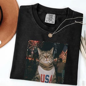 Rolig patriotisk rökande kattskjorta, vintage 4 juli-tröja, retro USA-meme, självständighetsdagen-kläder, America 250-tröja