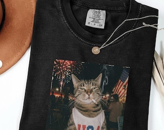 Camiseta divertida con gato fumando y temática patriótica, camiseta vintage del 4 de julio, meme retro de EE. UU., ropa del Día de la Independencia, camiseta de Estados Unidos 250