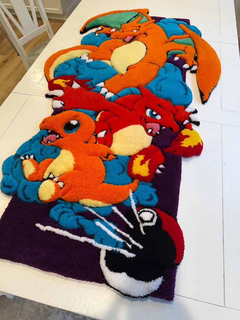 58” Charizard Evolution Wall Tapestry Rug - Etsy