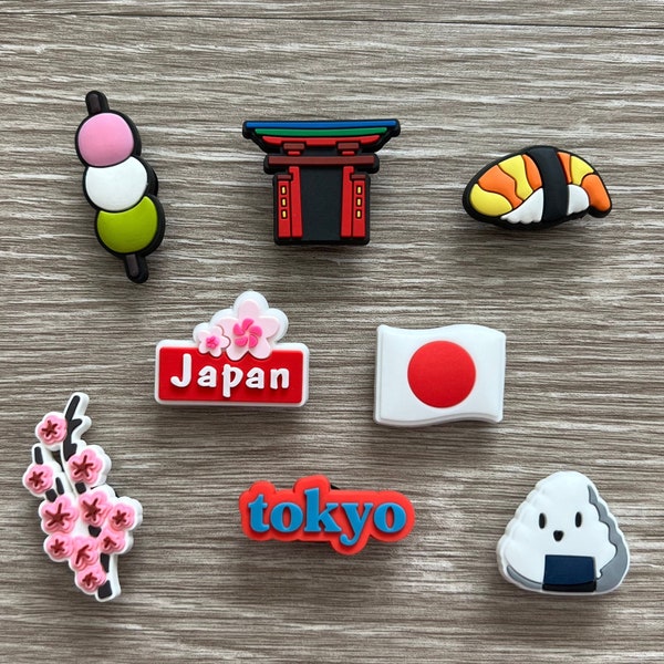 Japan Themed Shoe Charms - Japan Culture Shoe Charm - Tokyo Croc Charms - Shoe Charms for Clogs - Gift for her - Gift for him