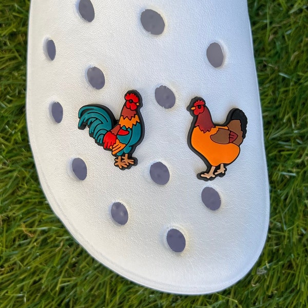 Rooster Croc Charm - Chicken Shoe Charms - Hen Shoe Clips - Kids Croc Charm - Animal Farm Shoe Charms