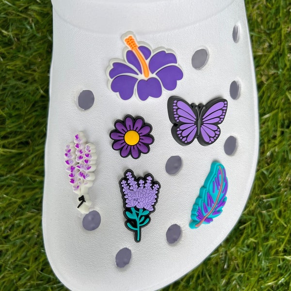 Purple Themed Shoe Charms - Lavender Croc Charms - Flower Shoe Clips - Shoe Charms for Kids - Purple Butterfly Charms - Lavender Flower