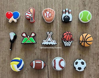 Sports Shoe Charm for Clogs - Lacrosse - Basketball - Volleyball - Baseball - Football - Shoe Pins for Kids -Gift for him - Gift for her