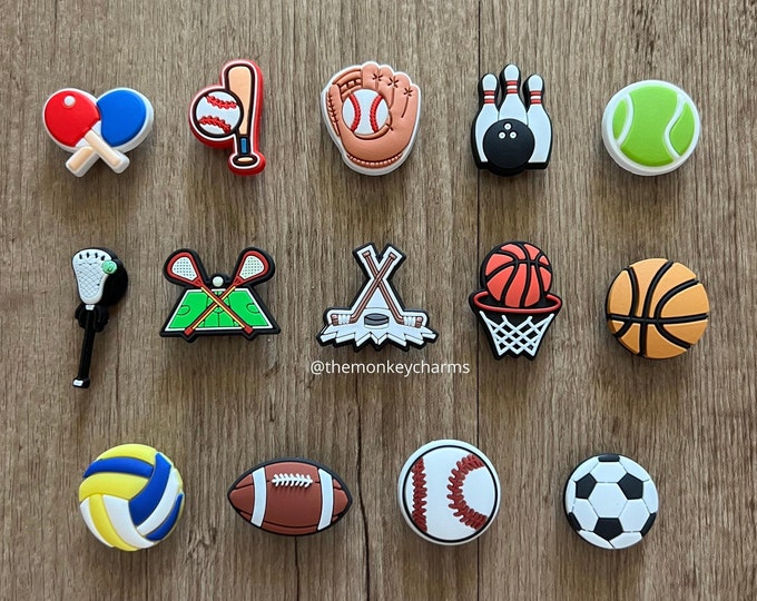 Sports Shoe Charm for Clogs - Lacrosse - Basketball - Volleyball - Baseball - Football - Shoe Pins for Kids -Gift for him - Gift for her