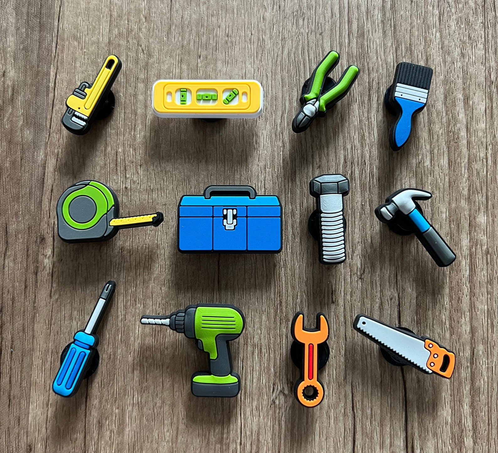 Construction Tools Shoe Charm: Hand Tools Theme, Drill, Hammer, Screw ...