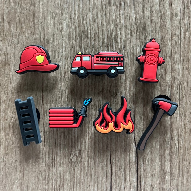 Fire Fighter Themed Croc Charms Fire Shoe Charms Shoe Etsy
