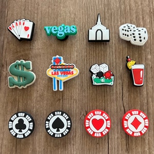 Las Vegas Croc Charms - Sin City Shoe Charm - Poker Croc Charms - Casino Shoe Charms - Playing Cards Charms - Wedding Croc Charms