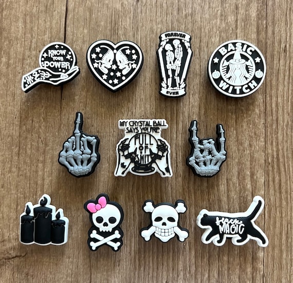 Skeleton Shoe Charms Witch Shoe Charm Spooky Shoe Pins