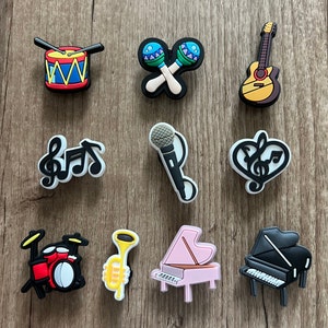 Music Themed Shoe Charms - Piano - Guitar - Music Instrument Charms - Shoe Charms for Kids - Party Favors