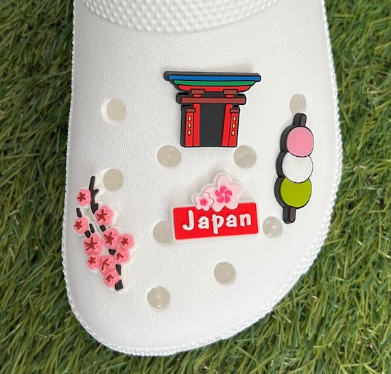 Japan Themed Shoe Charm: Tokyo Culture Clog Charms, Sushi, Sakura