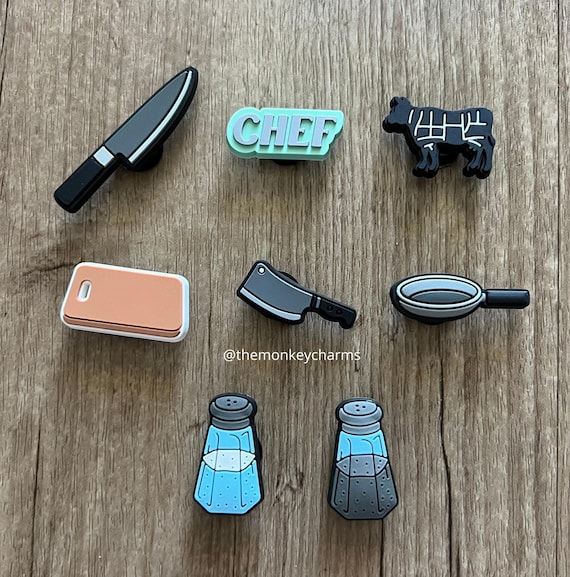Chef Croc Charm Cooking Shoe Charm Knife Croc Charm Salt and