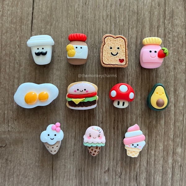 Kawaii Croc Charms - 3D Food Shoe Charms - Coffee Shoe Charm - Mushroom Croc Charm - Egg Shoe Charm - Kids Croc Charms - Gift for Kids