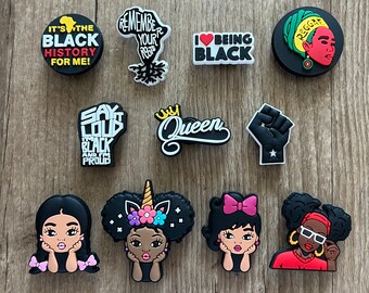 BGM Croc Charms - Pretty Girls Croc Charm - Black History Shoe Clips - Culture Crocs Accessories - Melanin Shoe Pins for Clogs