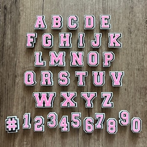 Pink Letters Croc Charms - Pink Number Charm - Birthday Gift - Alphabet Shoe Clips - Shoe Pins for Kids and Teenagers - Crocs Accessories