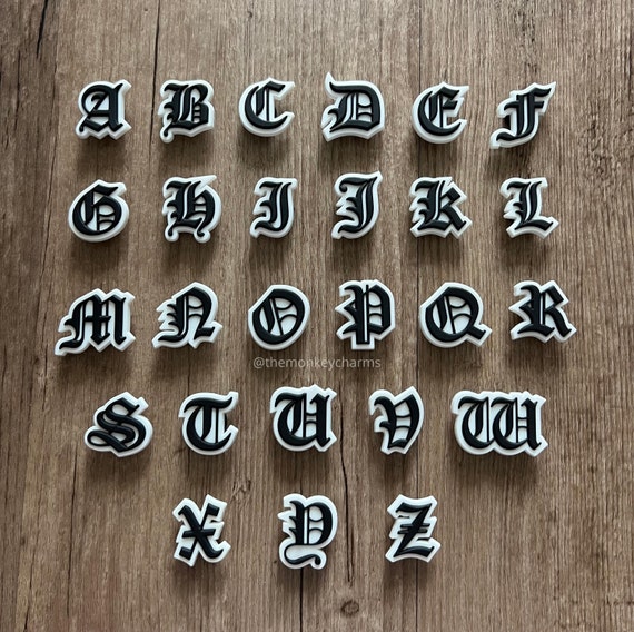 Buy Gothic Old English Letters Croc Charms Alphabet Shoe Charm Black Letter  Shoe Pins Shoe Accessories Letter Shoe Charms Online in India 