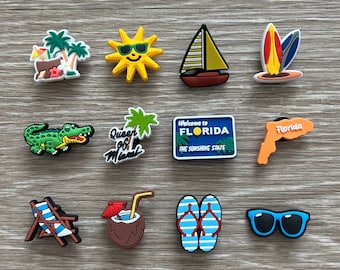 Florida Themed Shoe Charms - Miami Shoe Charm - Shoe Charms for Clogs - Shoe Accessories - Gift for her - Gift for him