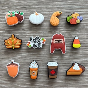 Fall Themed Shoe Charms - Fall Vibes Shoe Charms - Pumpkins Shoe Charm - Maple Leaf Charms - Shoe Charms for Clogs - Gift for her