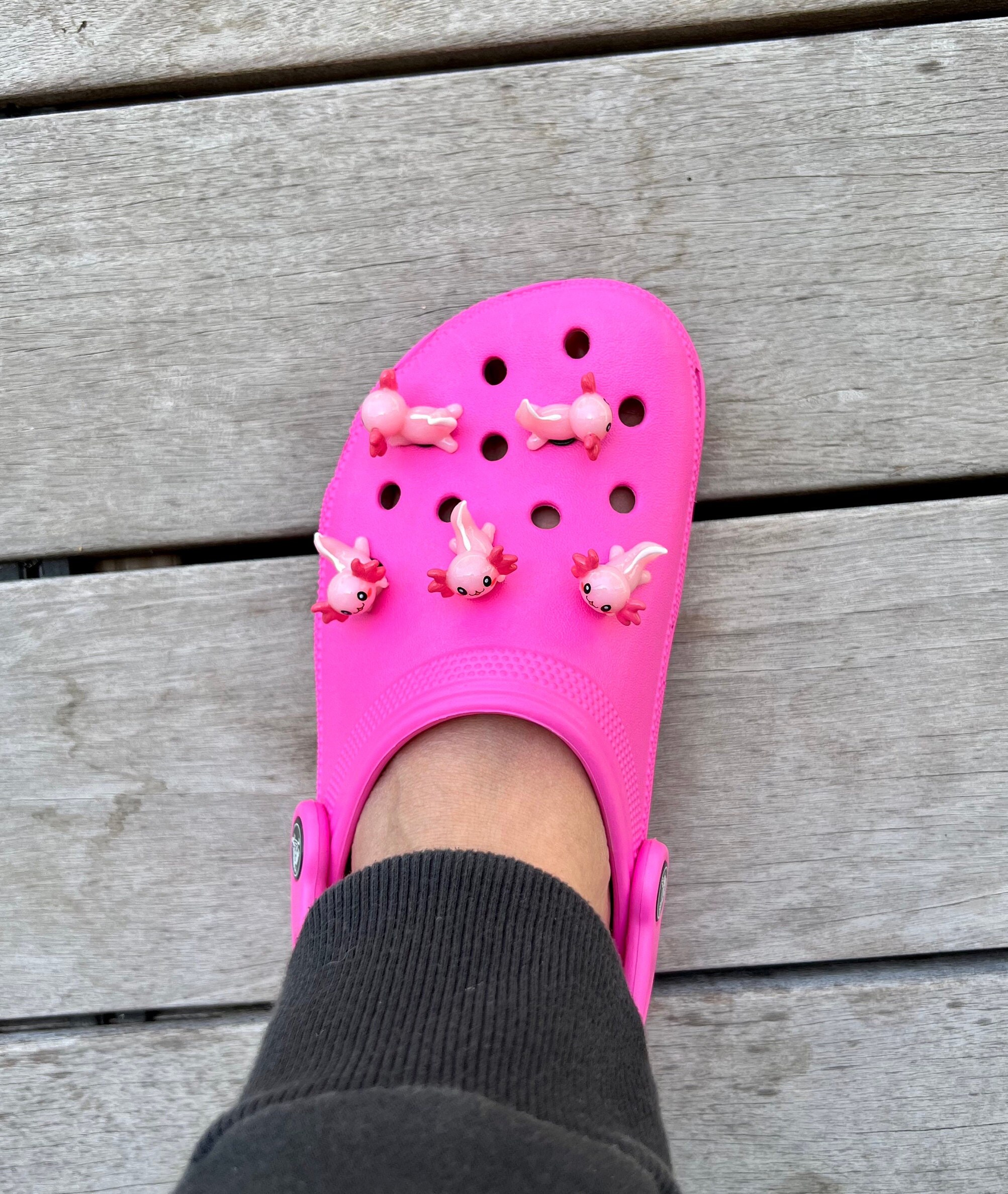 16Pcs Pink Axolotl Charms For Crocs Random Cute Sea Animal Shoe