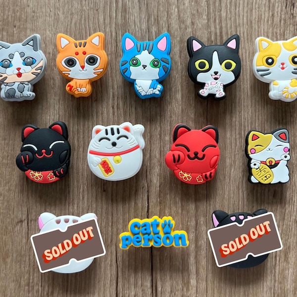 Lucky Cat Shoe Charm - Cat Lover Charms - Shoe Pins for Clogs - Shoe Accessories - Gift for Cat Lovers