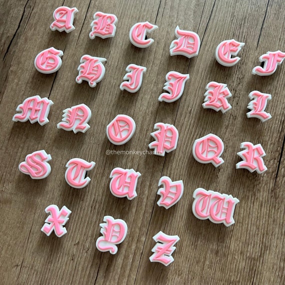 Pink Letter Croc Charms